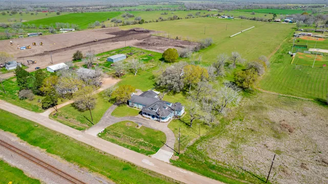 an aerial view of swimming pool
