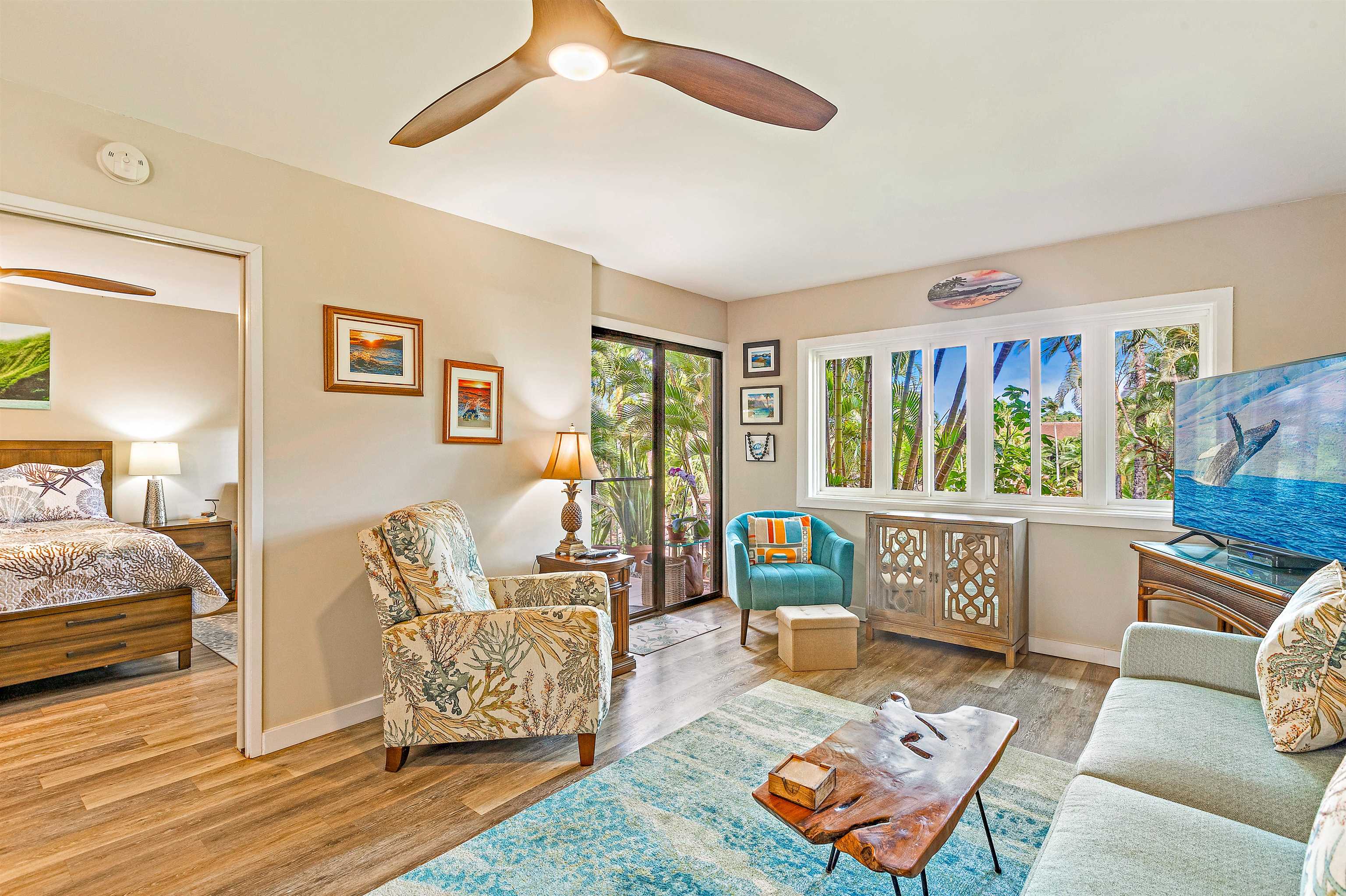 a living room with furniture and a window
