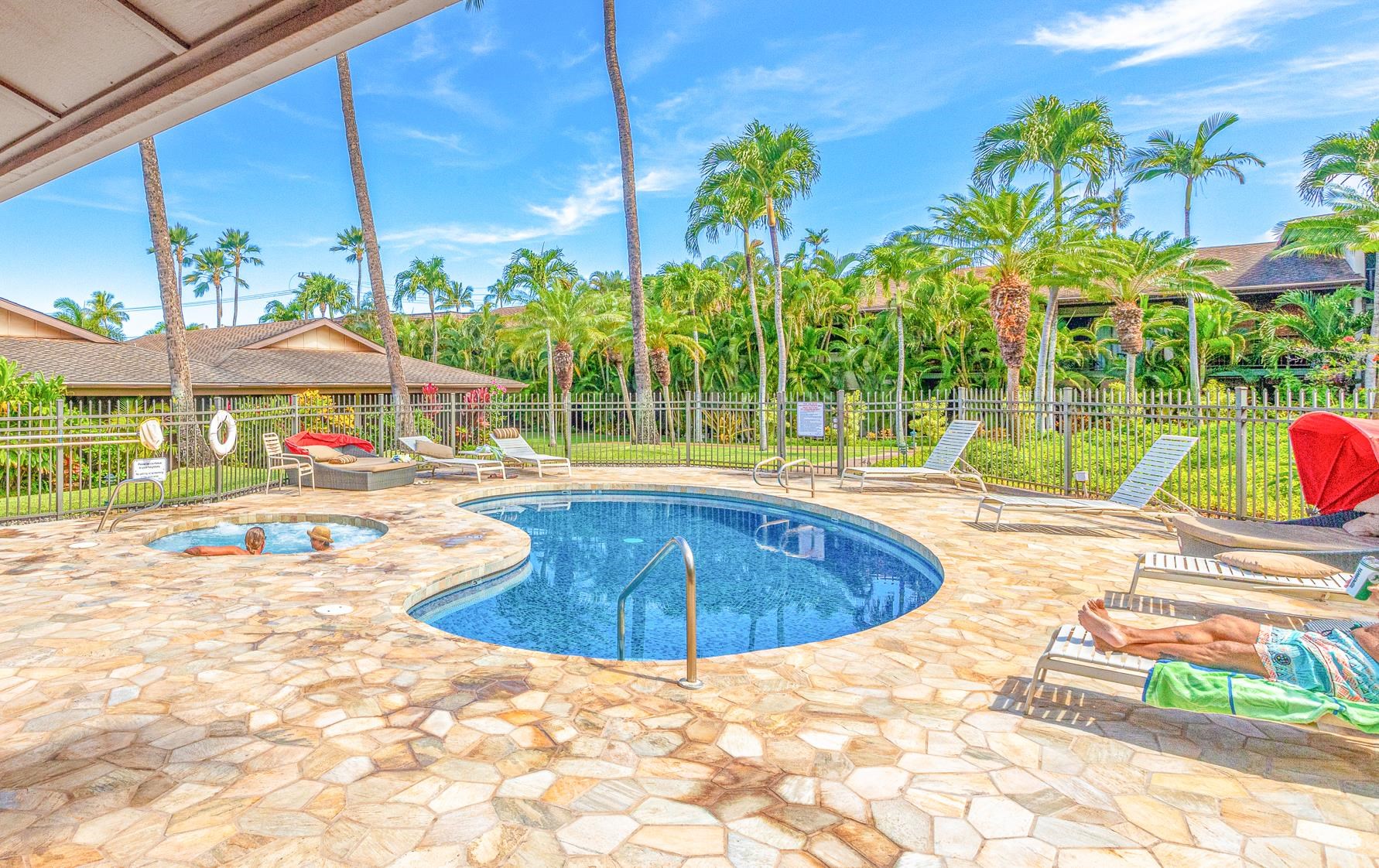 3788 Lower Honoapiilani Road, Unit A110 Lahaina, HI 96761 - Photo 28 of 35 a swimming pool with outdoor seating and yard
