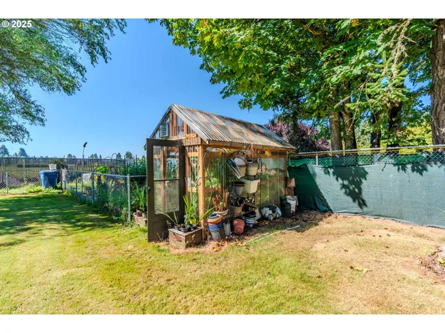 a view of an outdoor space with seating