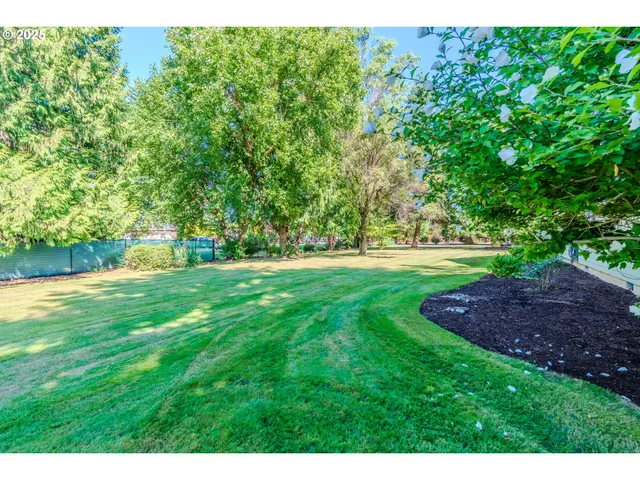 a backyard of a house with lots of green space