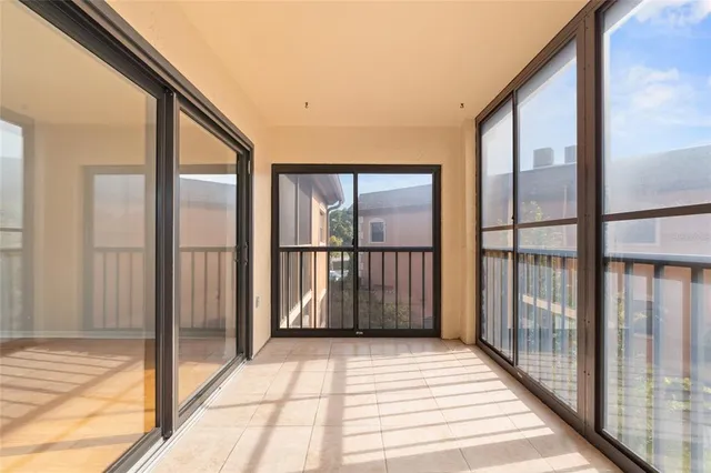 a view of a glass door with a glass door