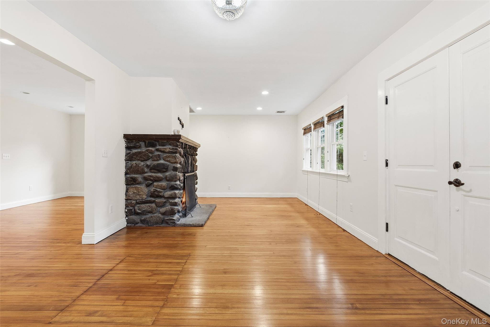 56 Huntville Road Katonah, NY 10536 - Photo 21 of 44 Entry and Living Room with Gorgeous Old Stone Fireplace.