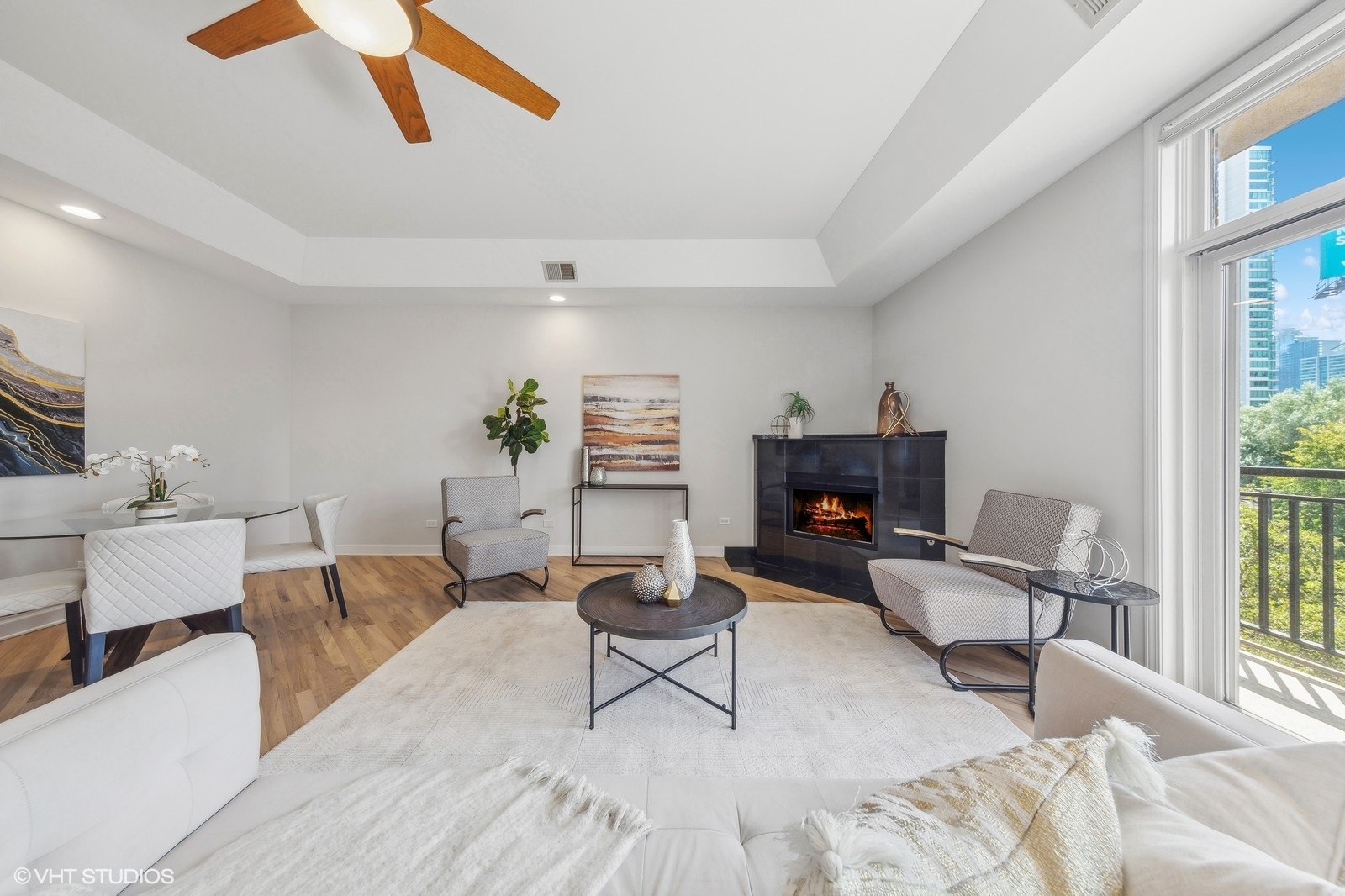 820 West Hubbard Street, Unit 4 Chicago, IL 60642 - Photo 6 of 28 a living room with furniture and a fireplace