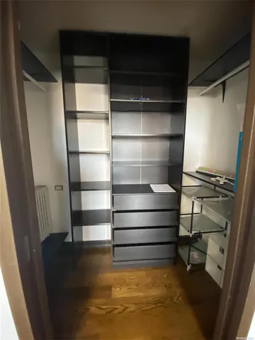 a view of an empty walk in closet