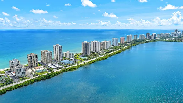 a view of a city skyline from a balcony