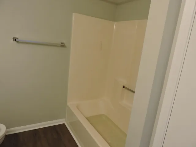 a bathroom with a bathtub