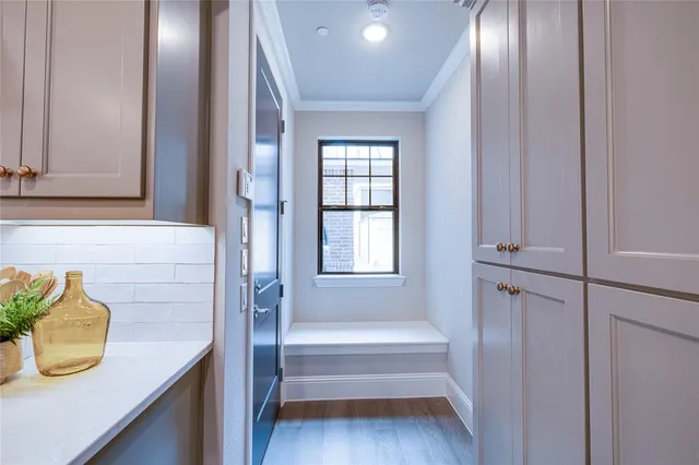 a bathroom with a tub and shower