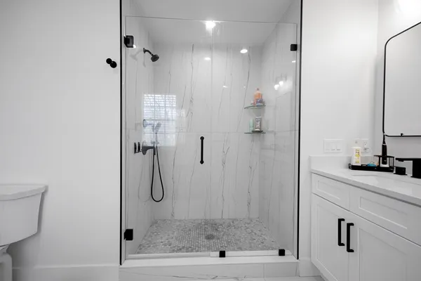 a bathroom with a shower