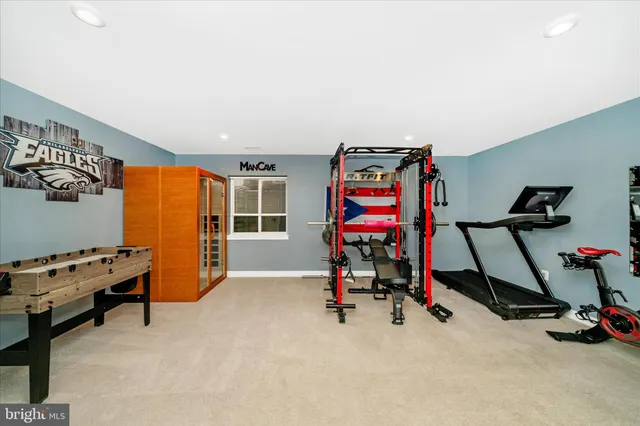 a view of a room with gym equipment