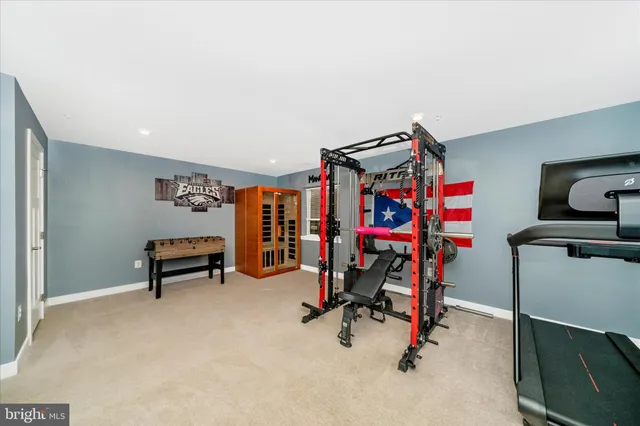 a view of a room with gym equipment