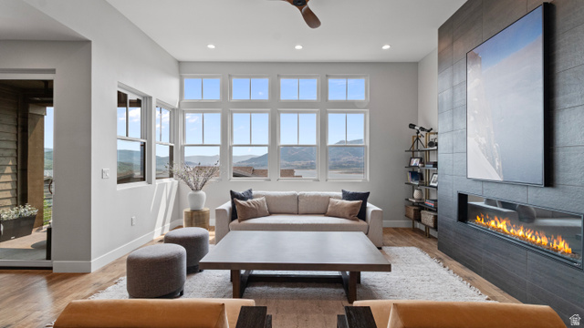355 East Overlook Loop Hideout, UT 84036 - Photo 2 of 40 Living room with views towards MT. Timpanogas, Deer Valley, and the Jordanelle reservoir.