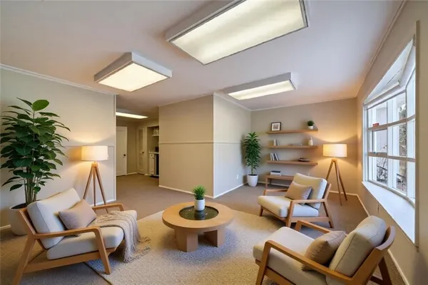 a living room with furniture