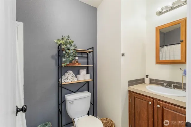 a bathroom with a toilet a sink and a mirror