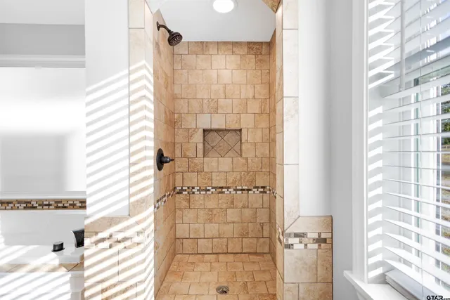 a bathroom with a shower