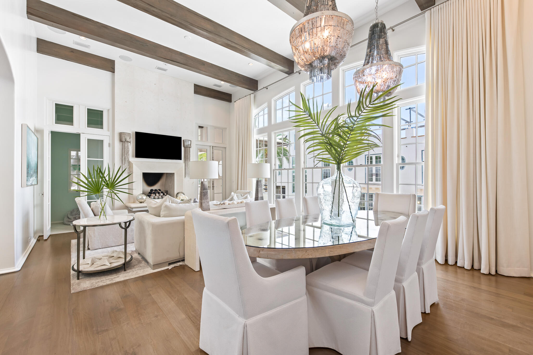 32 Kings Castle Ct Inlet Beach Inlet Beach, FL 32461 - Photo 25 of 66 a dining room with furniture a chandelier and wooden floor