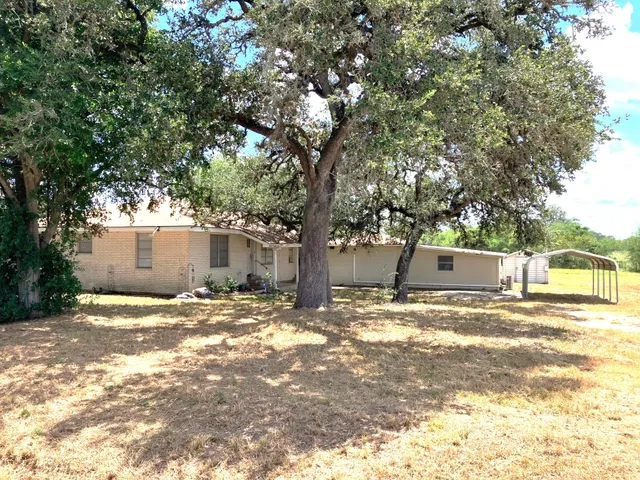 a view of a yard with a tree