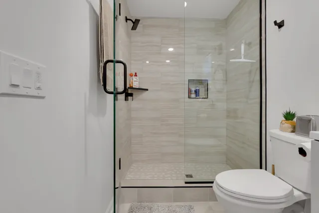 a bathroom with a shower