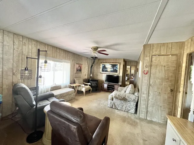 a living room with furniture window and a fireplace