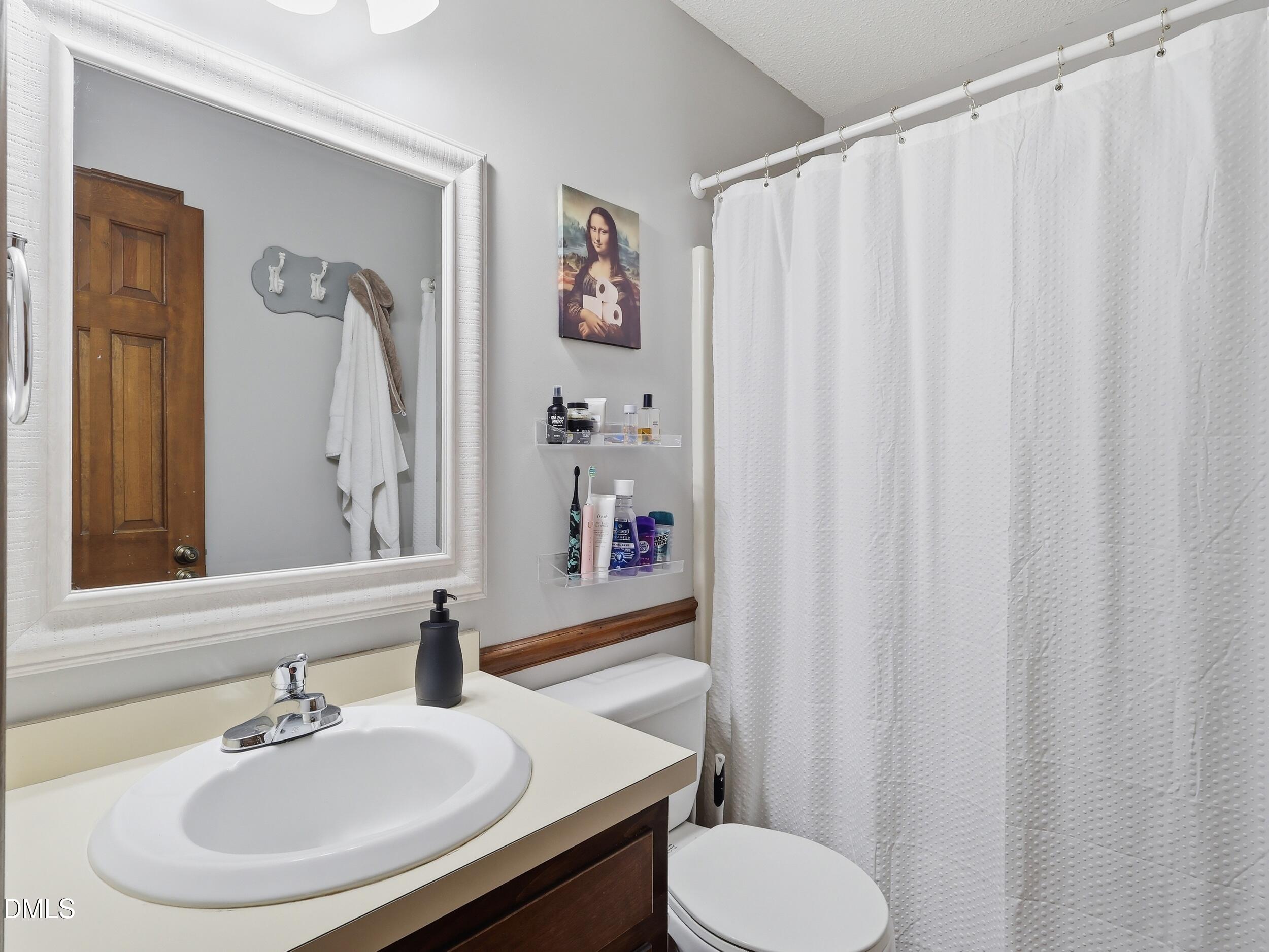517 Lake Glad Road Wendell, NC 27591 - Photo 19 of 36 a bathroom with a sink toilet and a mirror