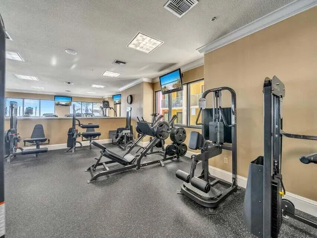 a view of a room with gym equipment
