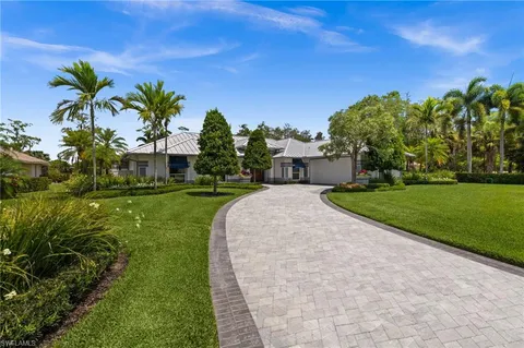 a view of a garden with palm trees