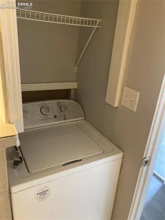 a close up view of washer and dryer