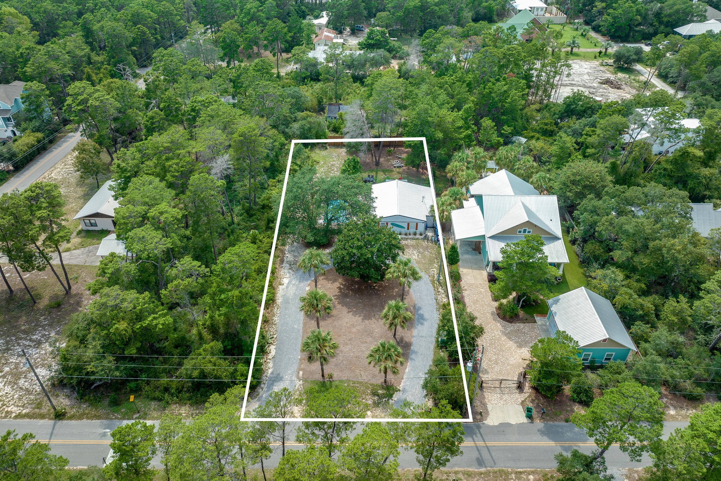 481 North Orange Street Inlet Beach, FL 32461 - Photo 30 of 57 an aerial view of house with swimming pool outdoor seating and yard