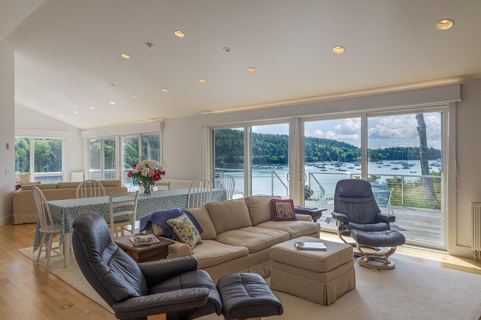 87 Harborside Road Mount Desert, ME 04662 - Photo 3 of 33 Living room with doors to the deck