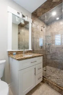 a view of bathroom with shower