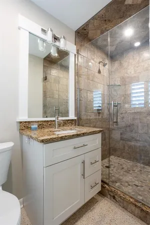 a view of bathroom with shower
