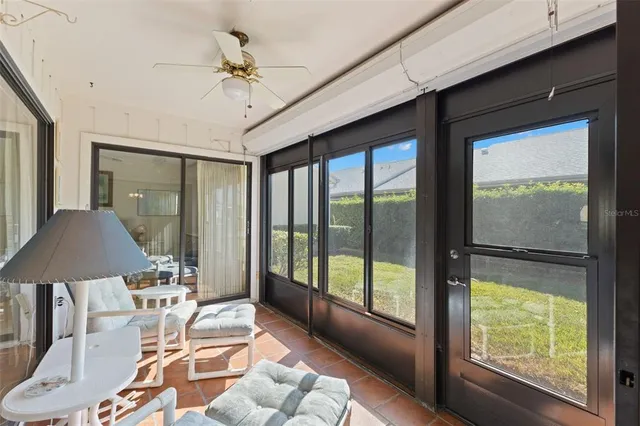 a living room with a large window