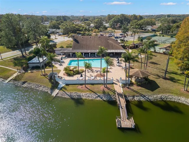 a view of a lake with a city