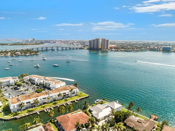 a view of a lake with a city view