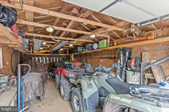 a view of a storage room with furniture