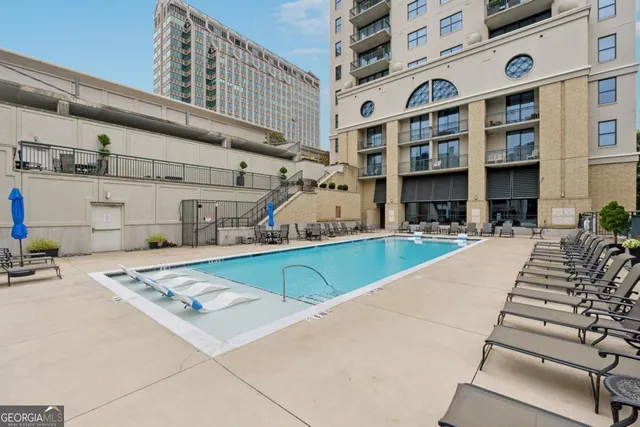 a view of a building with many windows
