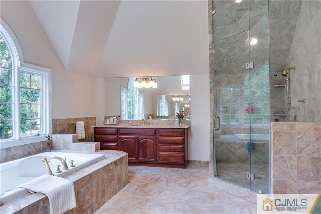 64 Stafford Road Colonia, NJ 07067 - Photo 23 of 25 a large living room with a granite countertop bathtub a mirror and a shower