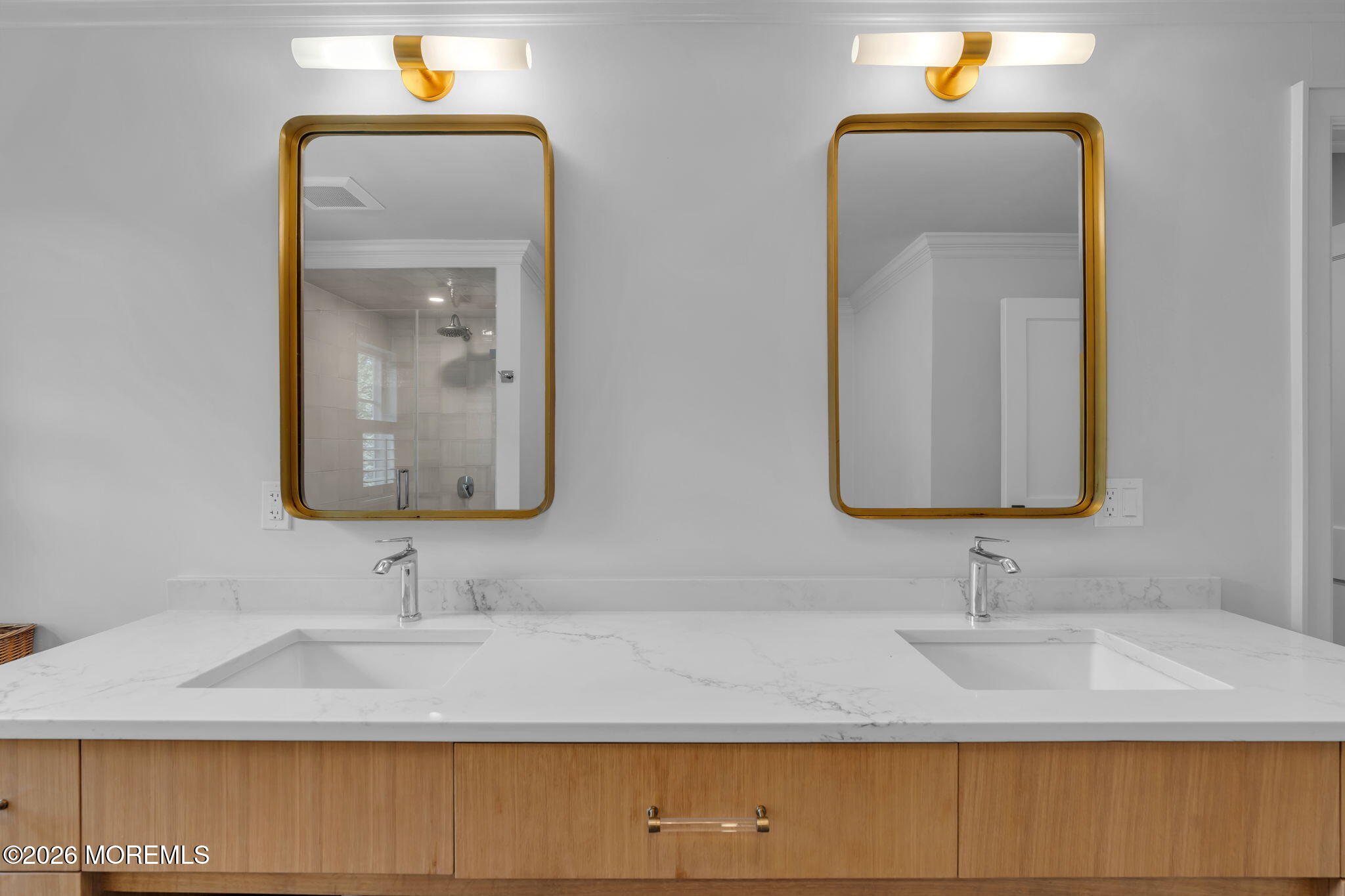22 1st Street Rumson, NJ 07760 - Photo 28 of 44 a bathroom with a sink vanity and mirror