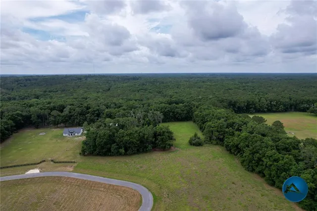 a view of a garden with a building in the background