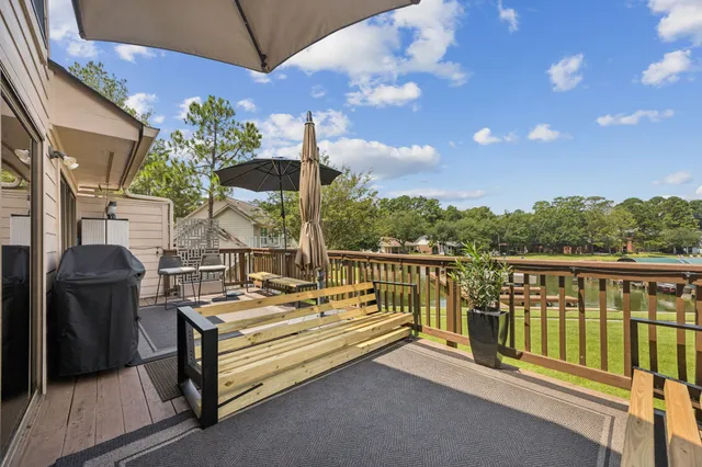 a view of a lake with outdoor space