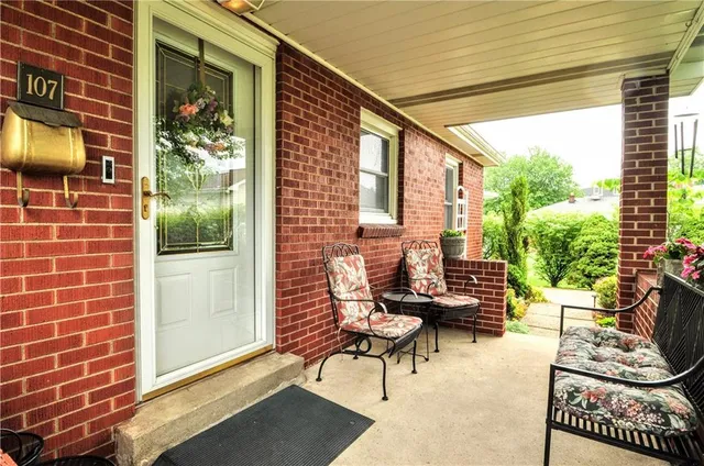 a building outdoor space with patio furniture