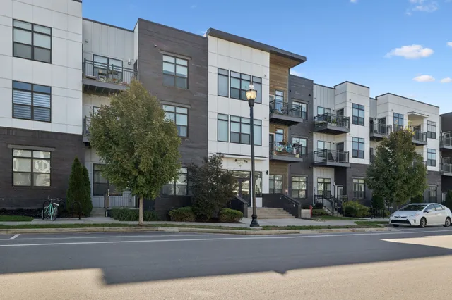 a view of a building and a street