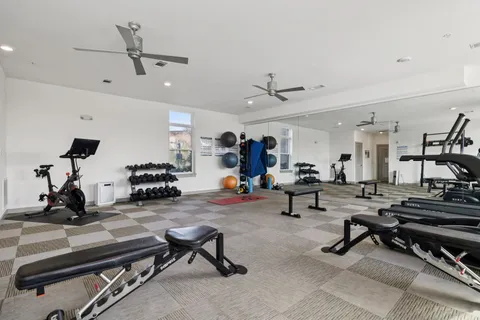 a view of a room with gym equipment