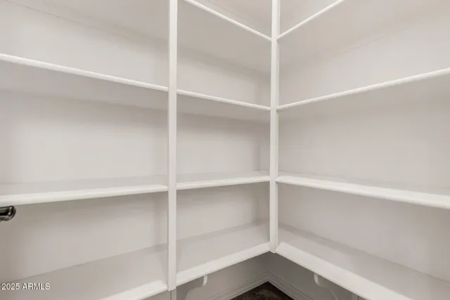a view of an empty walk in closet