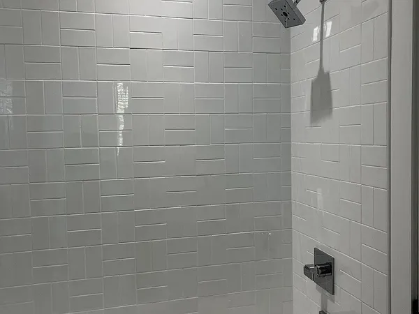 a view of a small space with a window