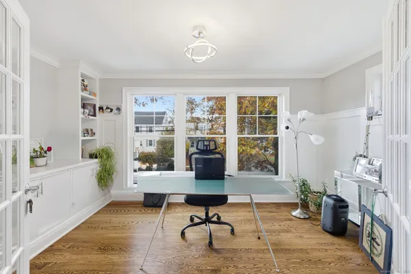 a living room with furniture