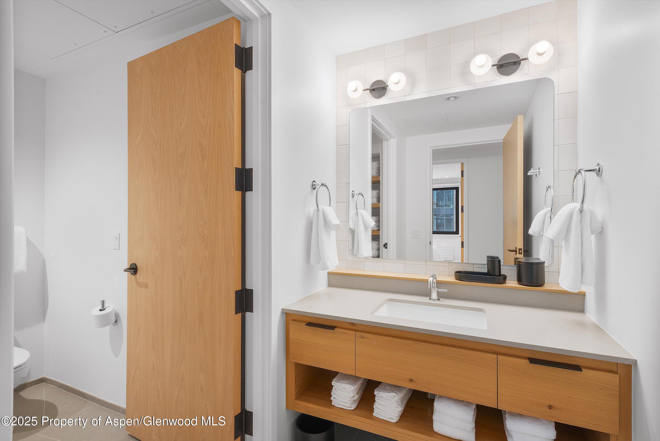 119 Wood Road, Unit 101 Snowmass Village, CO 81615 - Photo 22 of 34 a bathroom with a sink and a mirror