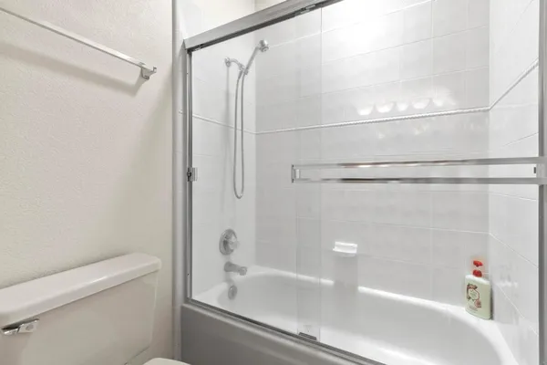 an aerial view of a house with a garden