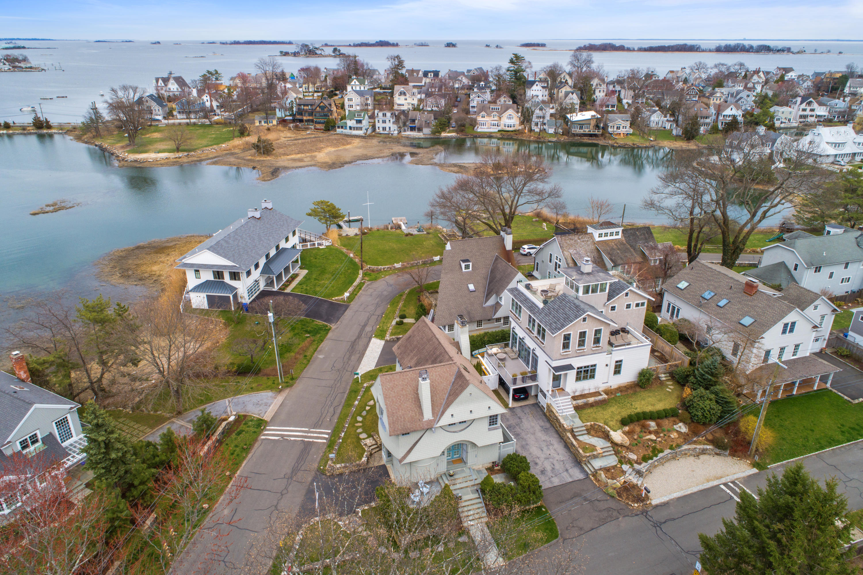 7 Nearwater Road Norwalk, CT 06853 - Photo 23 of 25 an aerial view of a city with ocean view