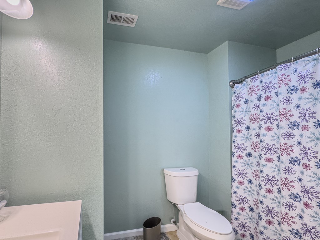 89 Box Turtle Lane Murphy, NC 28906 - Photo 45 of 55 a white toilet sitting next to a shower curtain